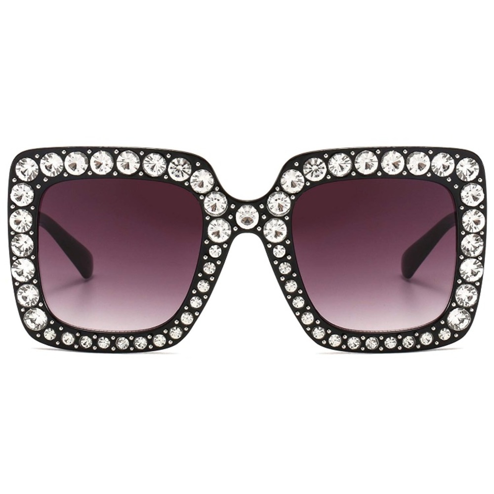 Oversized Sunglasses Square Thick Frame Rhinestone - Picture 3 of 8